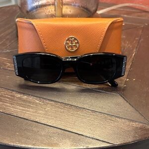 Tory Burch Black Sunglasses with Rhinestone Detail